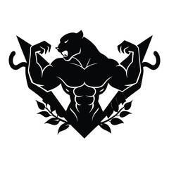 Powerful Muscular Black Panther Logo Design Fitness, Strength, and Wild Nature Symbol