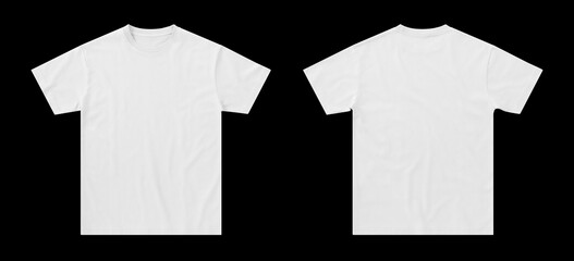 white t shirt regular fit isolated on black background, tshirt photo for mockup, blank tshirt