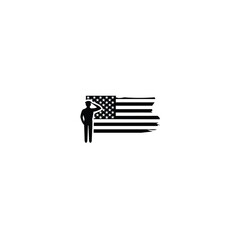 police salute with usa flag silhouette on white background