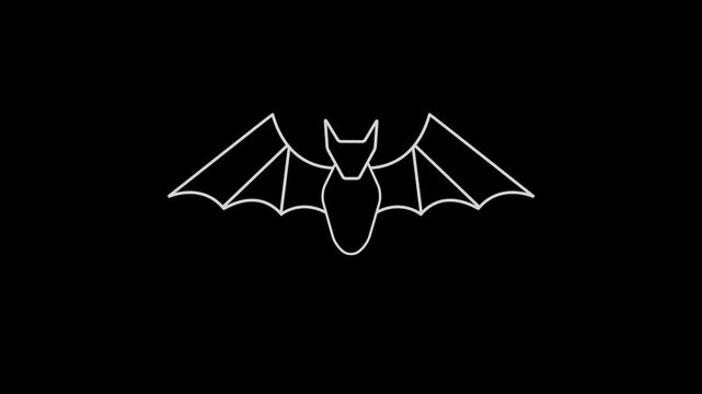 Flying bat silhouette icon animation. Bat vampire flying concept logotype background.