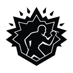 Powerful Silhouette of a Running Athlete Dynamic Strength and Energy Emblem Design