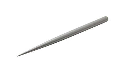 Detailed closeup of a large, elongated metal tip with pointed end for industrial applications