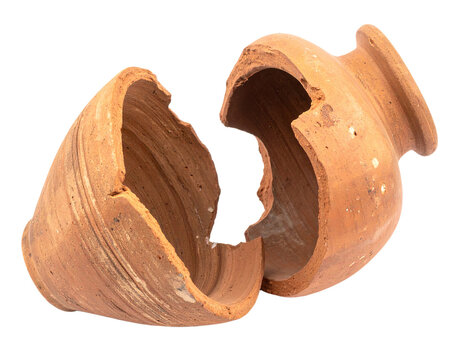 Broken Terracotta Pot Isolated Ancient Archaeological Ceramic Fragment Ruin