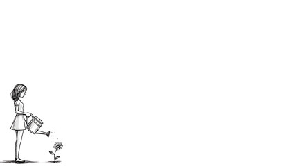 Obraz premium A girl is watering a plant