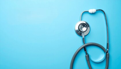 Sleek Silver Stethoscope Symbolizing Medical Vigilance Against a Cool Blue Background