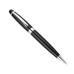 sleek black pen with shiny silver clip, perfect for writing and signing documents, exuding professionalism and elegance