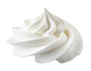 Whipped Cream Swirl Isolated on Transparent Background Dessert Topping