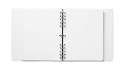 Classic white spiral notebook, blank pages for notes, ideas, and creative inspiration