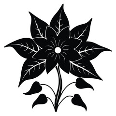 Elegant Black and White Floral Illustration Stylized Flower Design