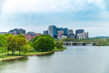 View from the Washington Memorial Bridge to Roslyn, Virginia,