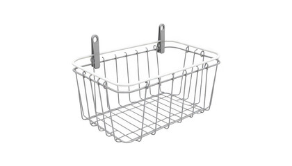 Versatile white wire basket with metal handle, ideal storage solution for home organization