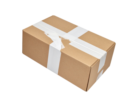 Floating retail product box mockup, blank label, PNG