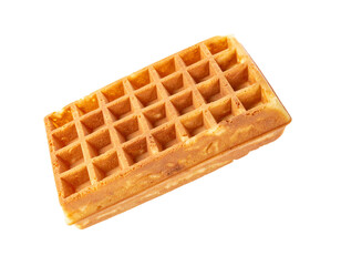 Golden Waffle Isolated on Transparent Background Crispy Baked Pastry Dessert PNG