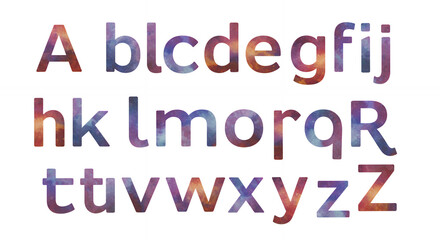 Obraz premium Watercolor Alphabet: Colorful Letters & Typography Design for Creative Projects, Educational Resources, and Artistic Visuals.