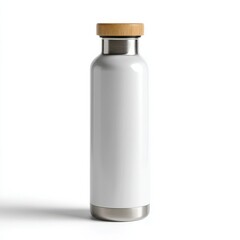 Stainless steel water bottle with bamboo lid, minimalist style, sustainable hydration, perfect for Earth Day and Zero Waste Week