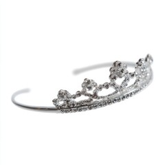 Crystal-studded tiara glimmers regally, evoking fairy-tale opulence and the whimsical charm of Twelfth Night revelries and quinceanera elegance