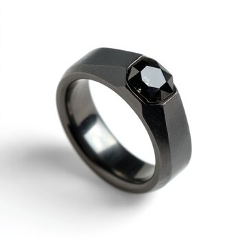 Bold obsidian ring with cryptic aura glistens under starlit aspirations, perfect for Dark Moon Serenade or Gothic Revival