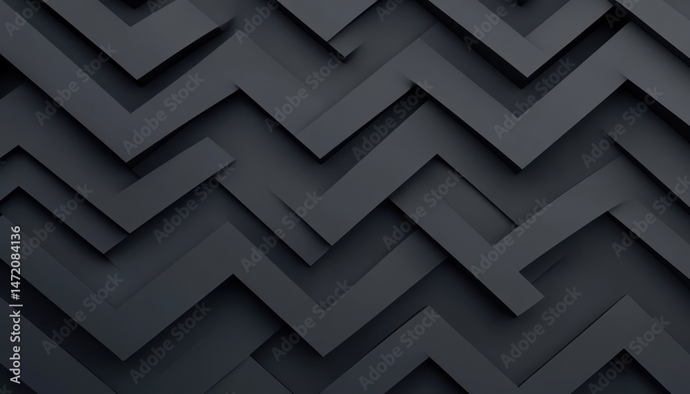 Poster dark gray abstract geometric background with 3d zigzag texture
