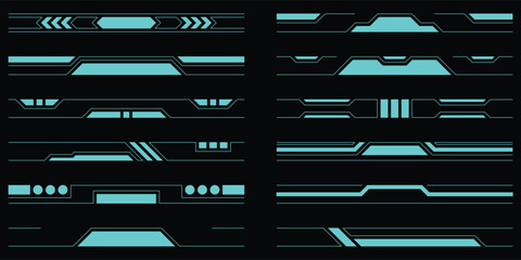 Sci-fi futuristic hud elements dashboard display virtual reality technology screen elements. User Interface set. Statistics, Data information infographic. Vector illustration. Editable stroke