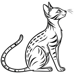 Exquisite Line Art Illustration of a Foreign Cat on a Soft Designer Background