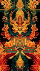 Obraz premium Vibrant Abstract Artwork of Fiery Patterns and Intricate Designs