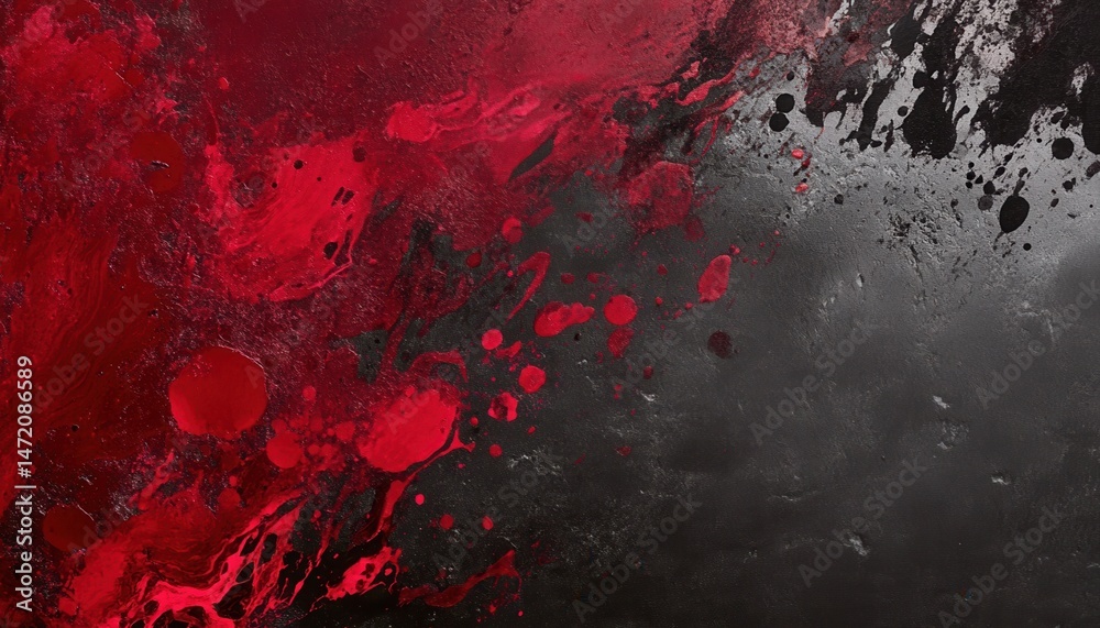Poster red and black paint splatter abstract background texture
