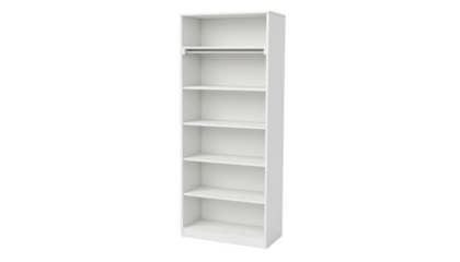 Modern white bookcase with three shelves, a stylish storage solution for your home