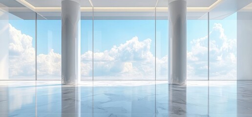 Fototapeta premium Expansive, Modern, Sky-High Interior