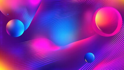 Vibrant Abstract Cosmic Background with Glowing Pink Purple and Blue Waves and Spheres