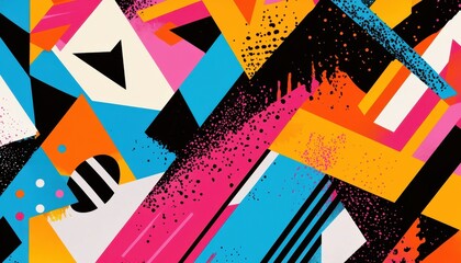 Vibrant Abstract Geometric Background with Bold Shapes and Bright Colors