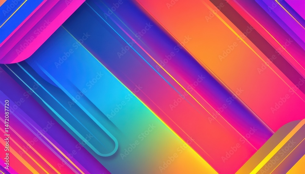 Leinwandbilder vibrant abstract geometric background with dynamic lines and bright gradient colors