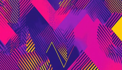Vibrant Abstract Geometric Background with Pink Purple Yellow and Blue Diagonal Lines
