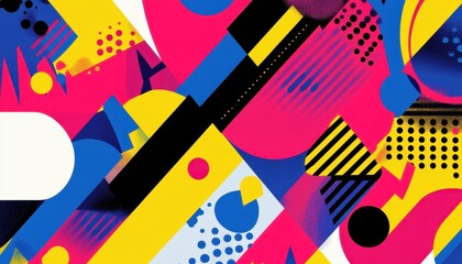 Vibrant Abstract Geometric Collage with Bold Colors and Dynamic Shapes