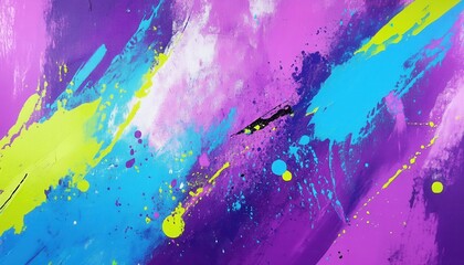 Vibrant Abstract Painting with Bold Brushstrokes and Colorful Splashes