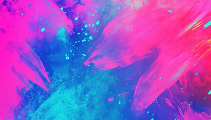 Vibrant Abstract Painting with Pink and Blue Brushstrokes