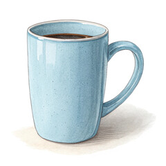Light Blue Ceramic Mug Isolated on transparent
