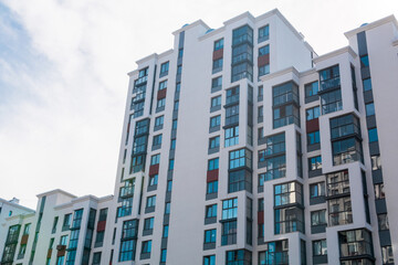Architecture details of modern apartment buildings. Modern european architecture.