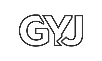 GYJ logo design template with strong and modern bold text. Initial based vector logotype featuring simple and minimal typography. Trendy company identity.