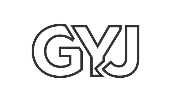 GYJ logo design template with strong and modern bold text. Initial based vector logotype featuring simple and minimal typography. Trendy company identity.
