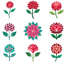 Fototapeta premium set of Dahlia vector flowers