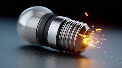 Brilliant Concept of Spark Innovation in a Modern Light Bulb with Ignition Sparks Captured in High Detail