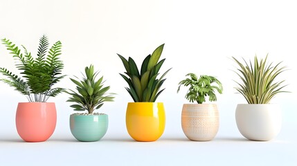 Cheerful Animated Plants in Bright Ceramic Pots