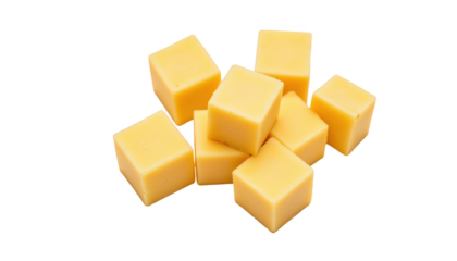 Delicious golden cheese cubes on a striking black background, culinary delight