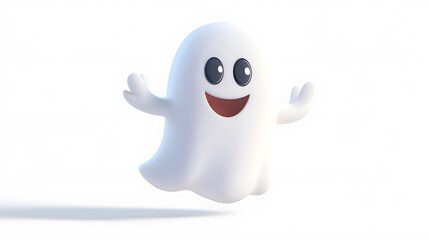 Obraz premium Playful Cartoon Ghost Floating in Mid-Air