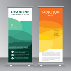 Modern roll up business brochure flyer banner design vertical template, cover presentation background, modern publication x-banner and flag-banner, Roll up banner stand