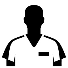 Silhouette of a doctor in a white coat.  A simple black and white vector illustration, perfect for medical icons and branding.