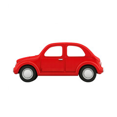 Fototapeta premium A toy red car with a simple design, centered on a white isolated background, showcasing its playful features and bright color.