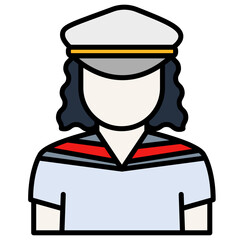 Illustration woman sailor with a hat captain