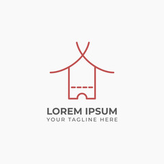 Creative lineart ticket and roof logo, suitable for home