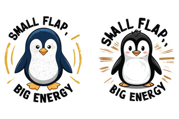 Fototapeta premium Cute Penguin 2D Flat Illustration T-Shirt – 